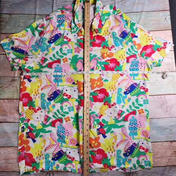Hello Kitty By Sanrio Mens XXL Hawaiian Shirt Colorful Print - Picture 6 of 9